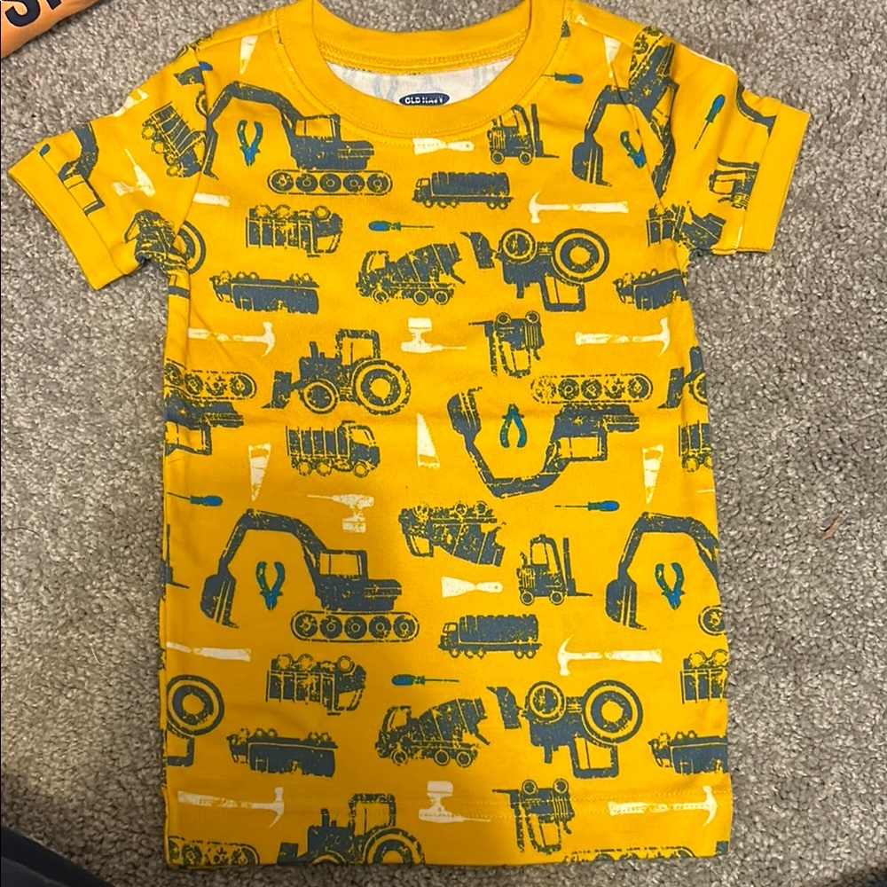 Old Navy Yellow and Blue Retro Vehicle pj top